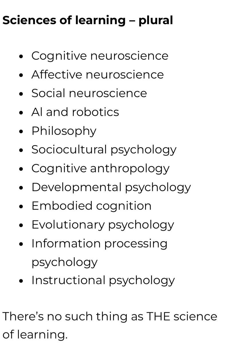 Anfieldexile's tweet image. Oh my! The implicit arrogance here. The narrow assumptions underpinning these cog sci doctrines. Shall we send a subscription to Guy Claxton’s works? ….Oh, hang on.. learning looks a bit complicated 🤔