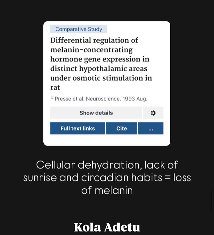 kolaadetu's tweet image. What people don’t know about circadian rhythms fasting aka intermittent fasting is that the fasting window allows for  coherent domain water production and diurnal melanin regulation

 [hydrated melanin]