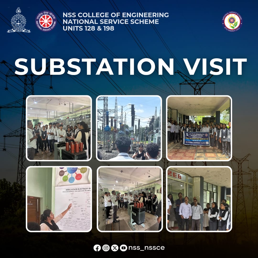 nssnssce's tweet image. MANASSU NANNAVATTE✨

NSS Units 128 and 198 of NSSCE, under the subunit Urjja, successfully conducted an educational visit to the 110 kV Electricity Substation, operated by KSEB, at Malampuzha on 10 October 2025.
