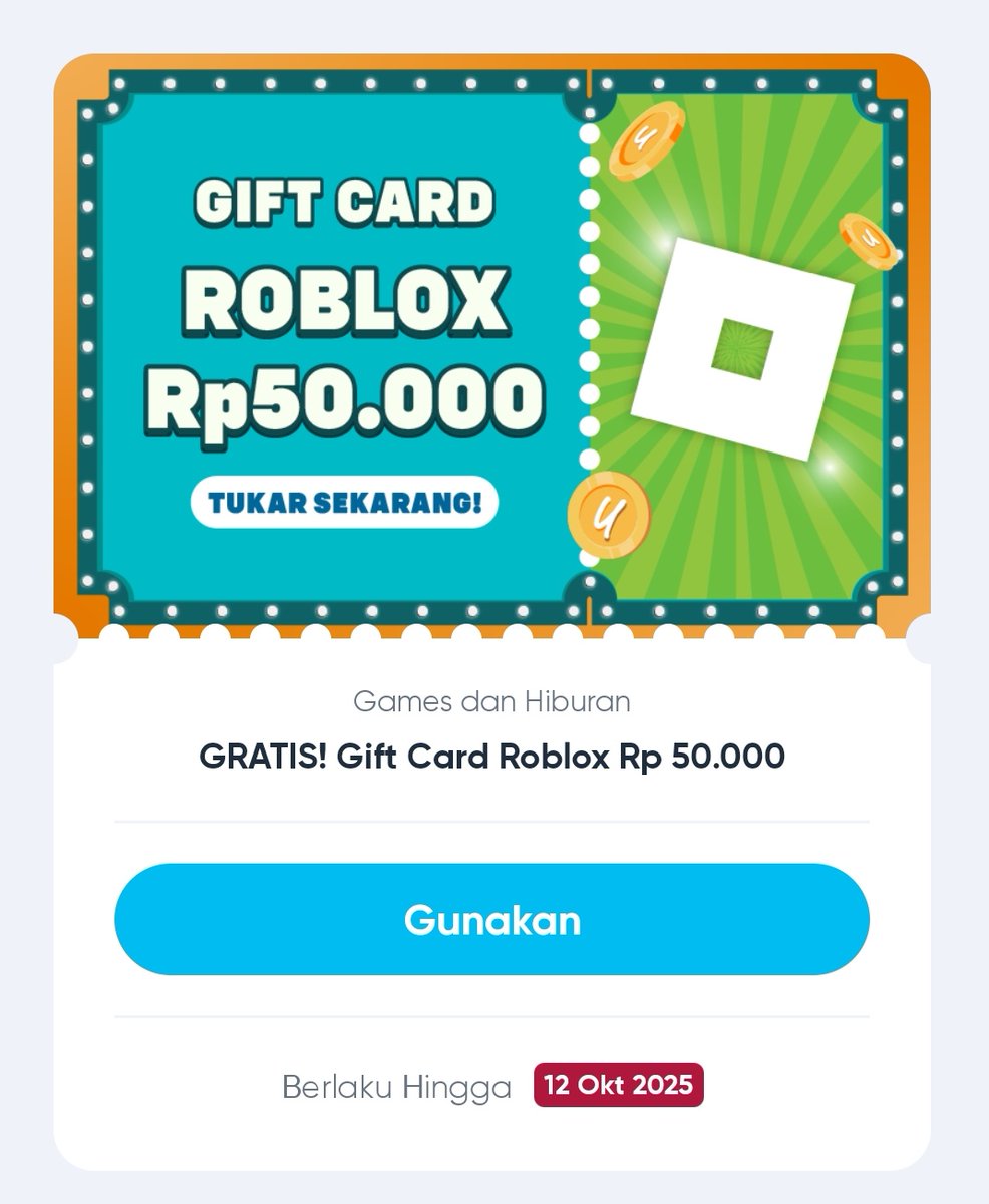 wts giftcard ROBLOX 50k, bayar 40k aja. Nanti yg wtb  redeem kode ya. Stock 1 aja.