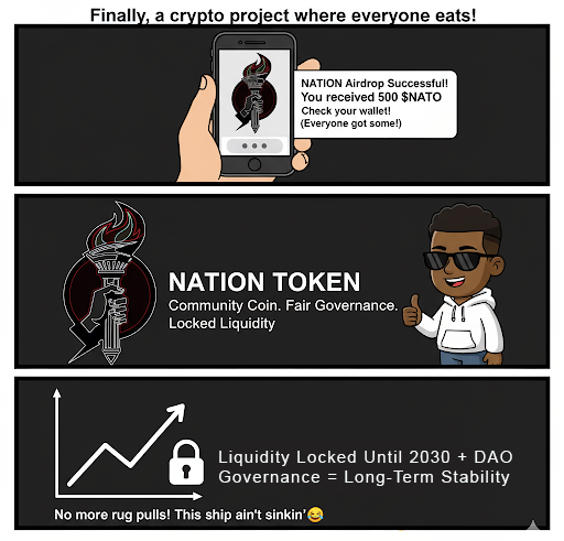 ezaz077's tweet image. Meet The Nation Token ($NATO) — a decentralized, community-owned cryptocurrency on the Base Network. A digital nation powered by its people.

Most crypto projects favor insiders. Early investors get benefits while communities are left out. Governance is often centralized,…