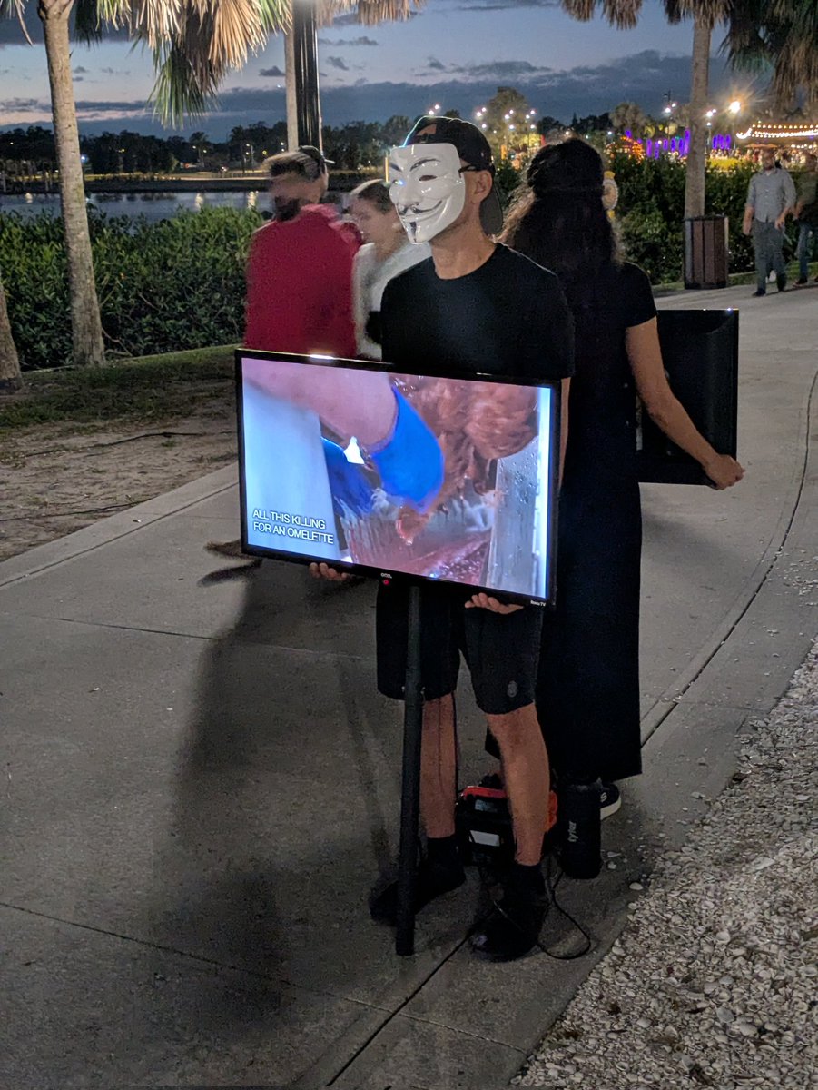 TomiKordic's tweet image. Cube of truth Tampa. Showing the public what happens in the evil animal exploitation industries. Please go vegan and end this needless suffering and killing! #vegan #anonymousforthevoiceless #cubeoftruth
