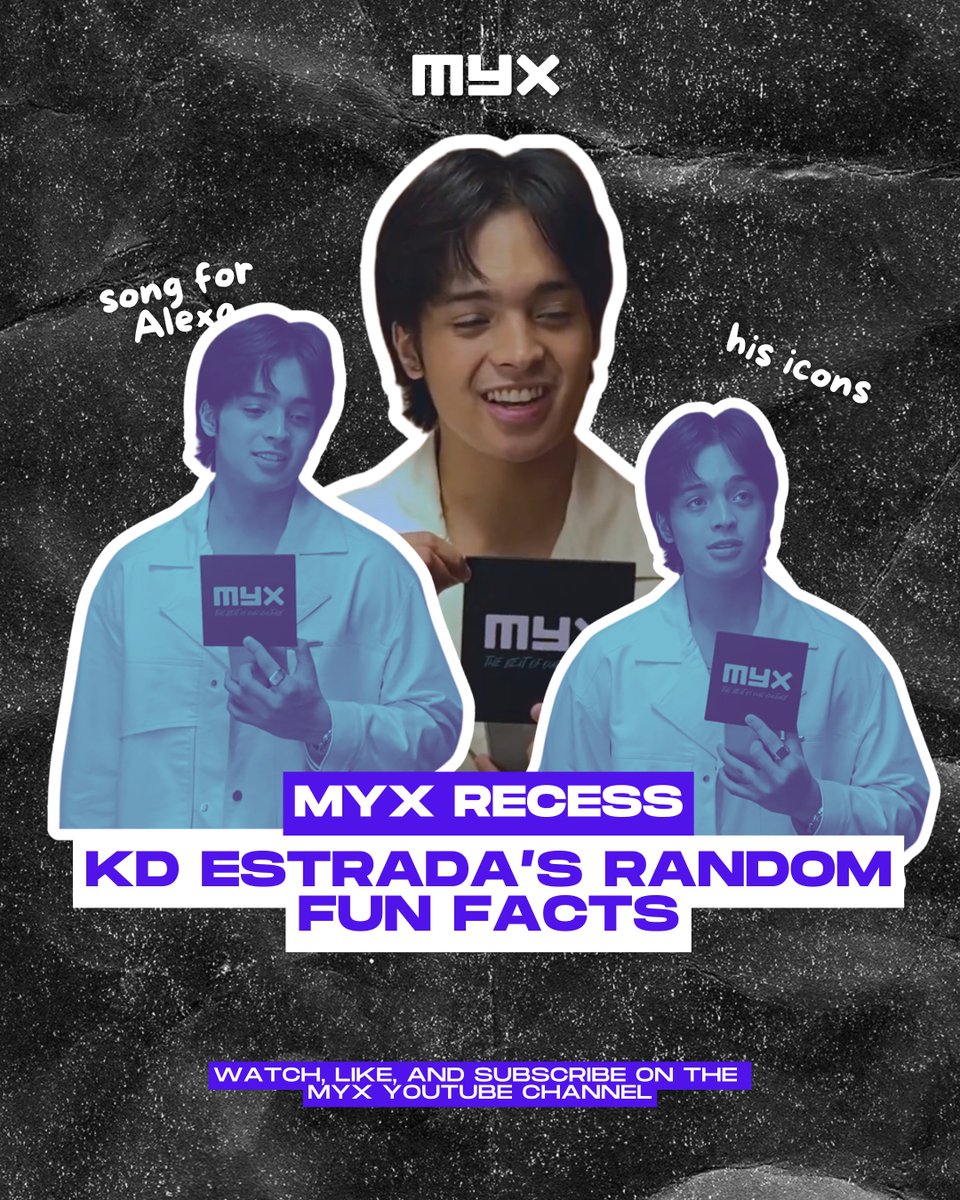 myxglobal's tweet photo. From his music icons to a sweet song for Alexa 💖 @kdestrada_ spills his random fun facts on #MYXRecess!

Premieres on Youtube tonight at 7PM PHT. Link in the comments 🔗

#MYX #KDEstrada https://t.co/UkJoEwLICF