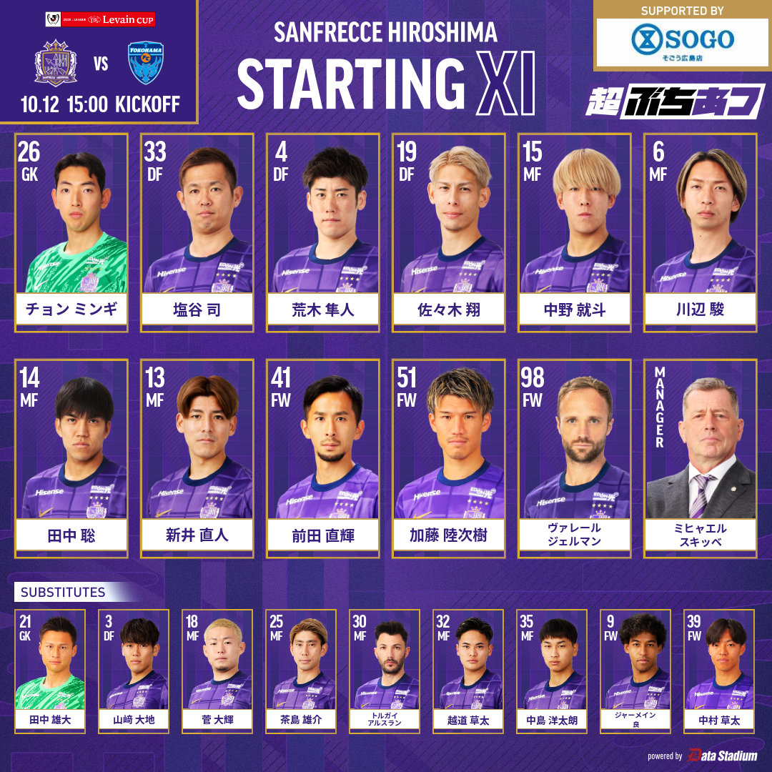 🟣𝐒𝐓𝐀𝐑𝐓𝐈𝐍𝐆 𝐗𝐈🟣 本日のスターティングイレブン