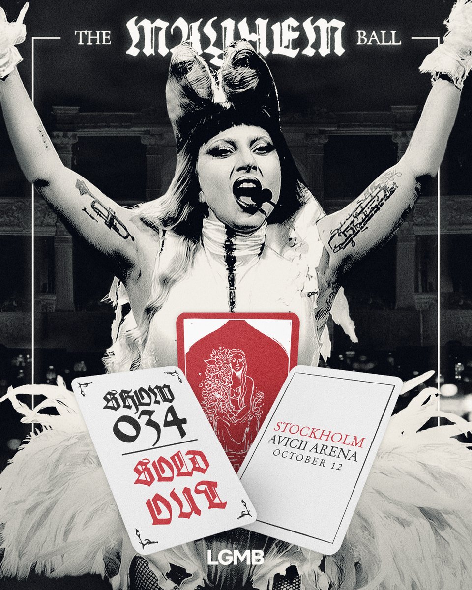 LGMonsterBlog's tweet image. Hoy (12/10), Lady Gaga realizará el 34º show del &quot;MAYHEM Ball&quot;, iniciando con el primero de tres conciertos en el Avicii Arena de Estocolmo.