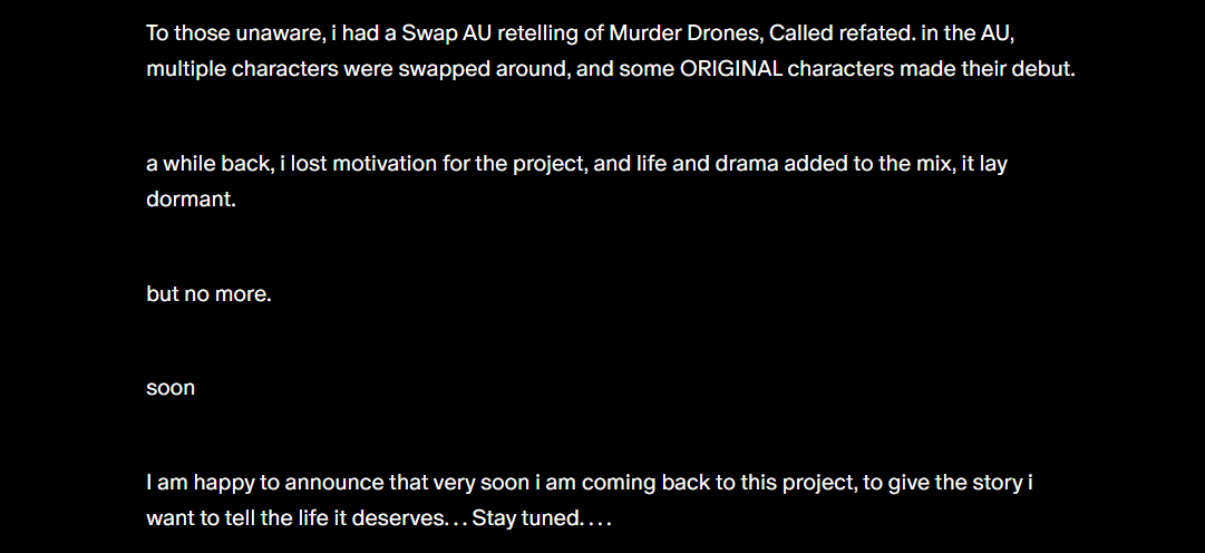 giroofficial's tweet photo. ANNOUNCEMENT REGARDING #MURDERDRONESREFATED #MurderDrones https://t.co/W2foFvKqJa