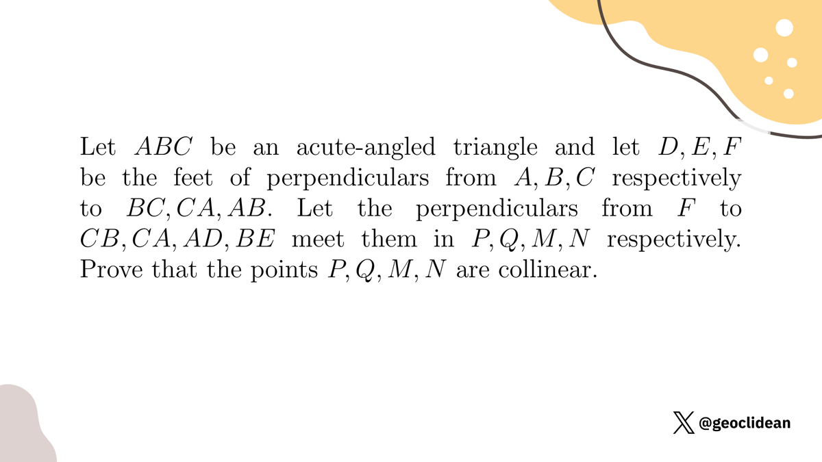geoclidean's tweet image. Problem 1 of RMO 2006 (Regional Mathematical Olympiad-India)
#Geometry #GeometryUnsolved