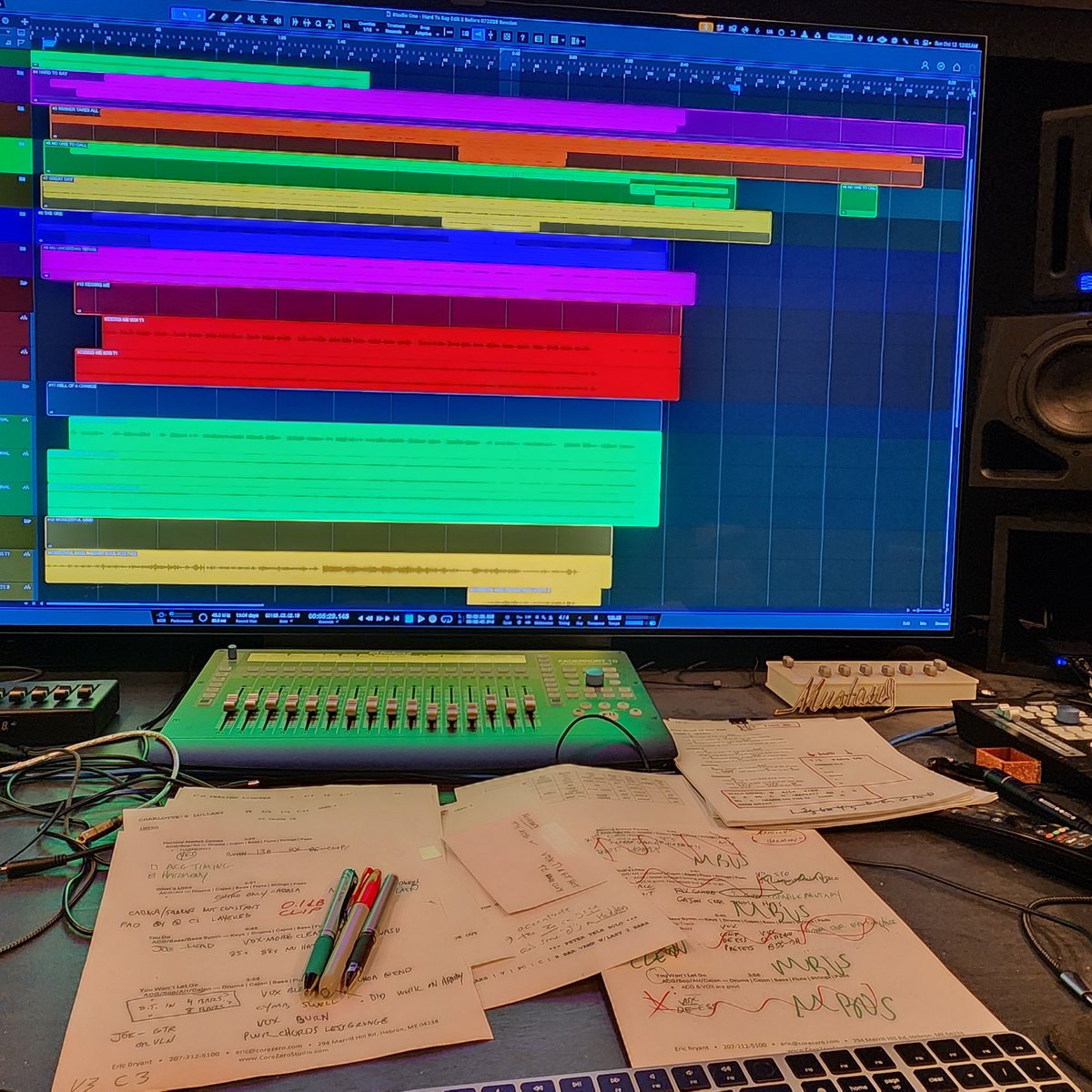 corezero's tweet image. Notes. Notes. Notes. Lots of notes, preparing for a recording session, keeping notes during a session, taking notes and "homework" while reviewing mixes with clients, scratching things off the list. That feels so good!
#corezerostudio #mainerecordingstudio #maine #mainelife
