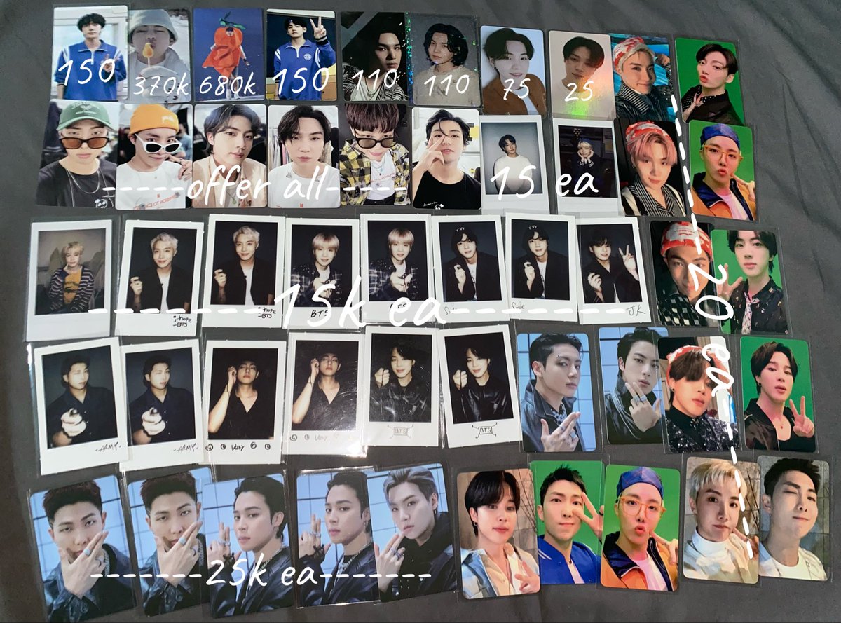 Fairymoond's tweet photo. WTS BTS INA Stop collect IN RUSH

offer yang tidak ada harga di pict
❌️exc adm shopee 13% + 1250 biaya shopee
prefer take banyak/take all bisa sharing
nego tipis
📍dom jatim

● mention after dm https://t.co/0I2jfe9gme