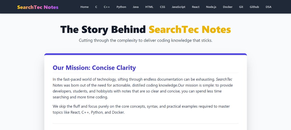 Sh_ah_zad's tweet image. Coding notes, but only the important stuff. We cut the noise so you can master the fundamentals faster. C++, Java, Docker, Git and so on. 
[searchtec.in ] #corecode #Devnotes #tecnotes #c #docker #git #python #dsa