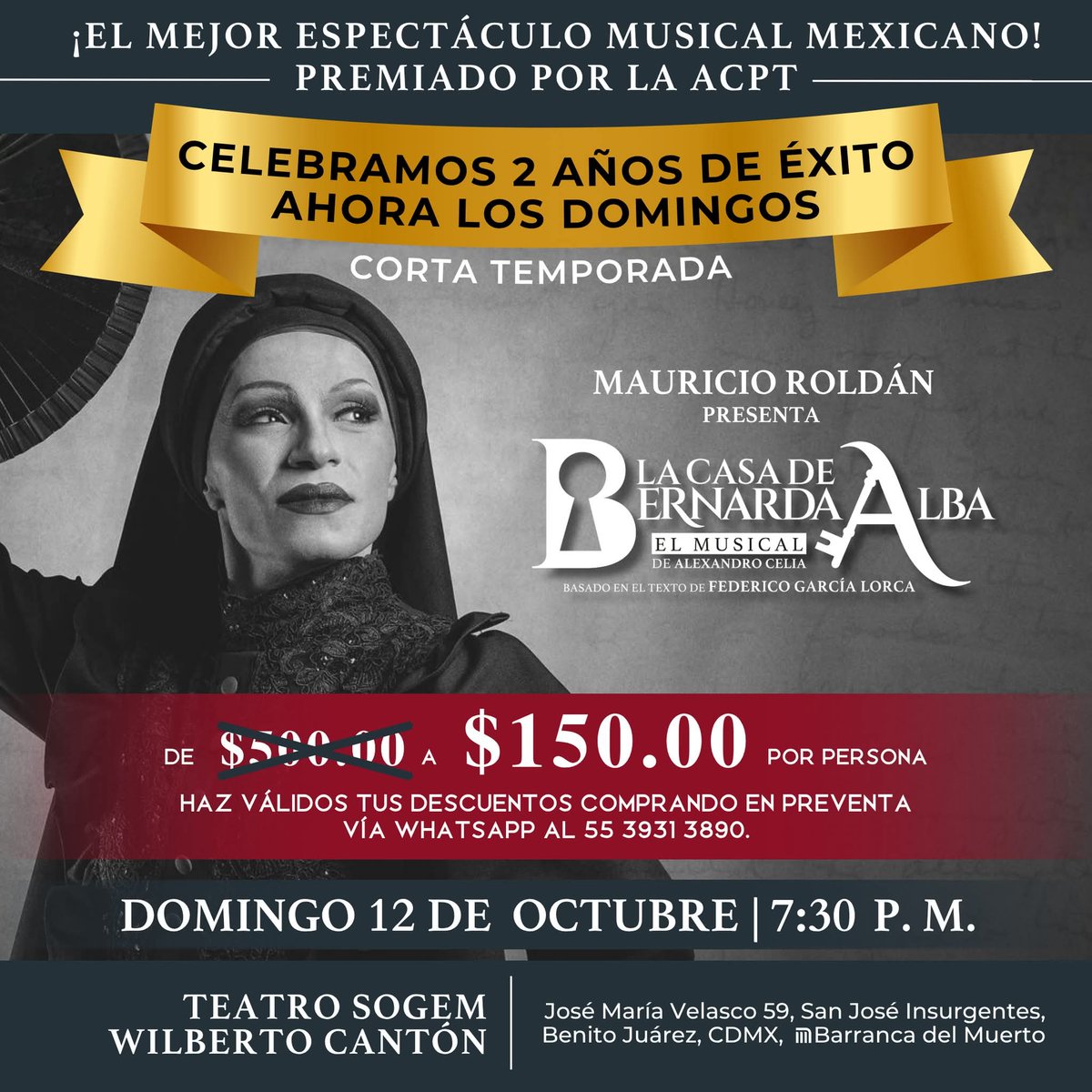 No sé pueden perder mi musical "LA Casa De Bernarda Alba" mañana último domingo del año. Teatro Wilberto Cantón 7 y media de la noche. 🌹🌹🌹🌹Los esperamos 🌹