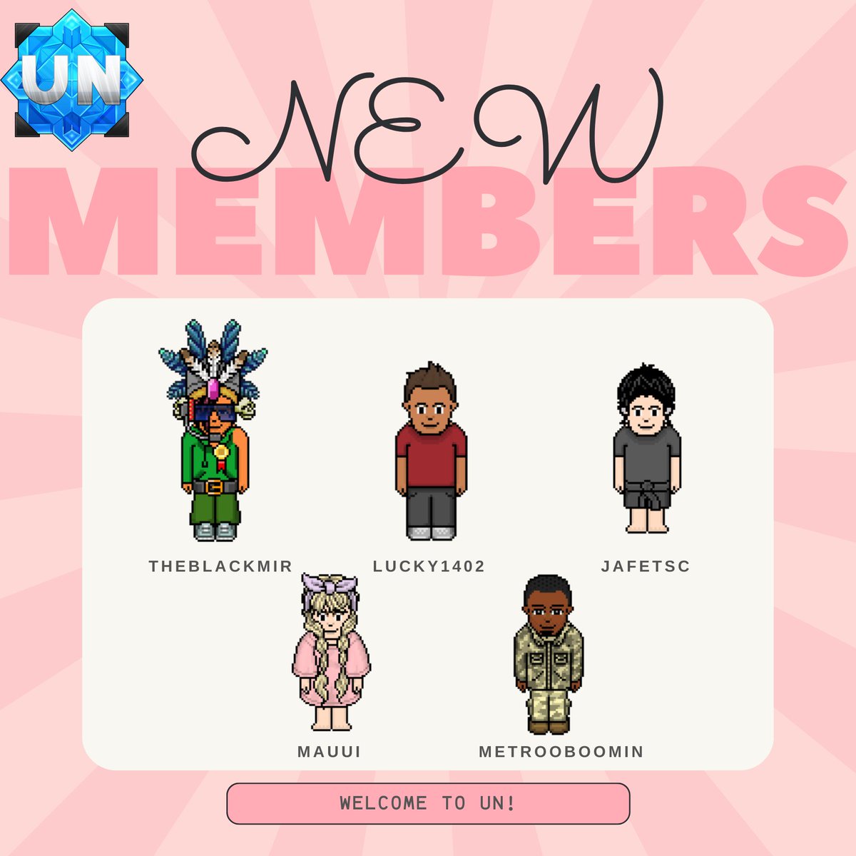 💙 Welcome to our Newest Members! 💙 Make sure to say Hello next time you spot them in base! 👋 #habbo #habboUN

✨ <a href="/DemizeHABBO/">Demize</a>