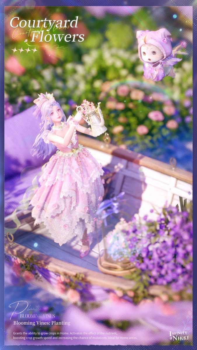 InfinityNikkiEN's tweet image. ♾️Whimsical Wardrobe | Courtyard Flowers
&amp;gt;&amp;gt;Main Attribute: Sweet
Pushing open the door tangled with branches, she stepped into the secret childhood realm woven for her with flowers and dew. You told her the name of every flower, and narrated the fairy tales of distant lands.…