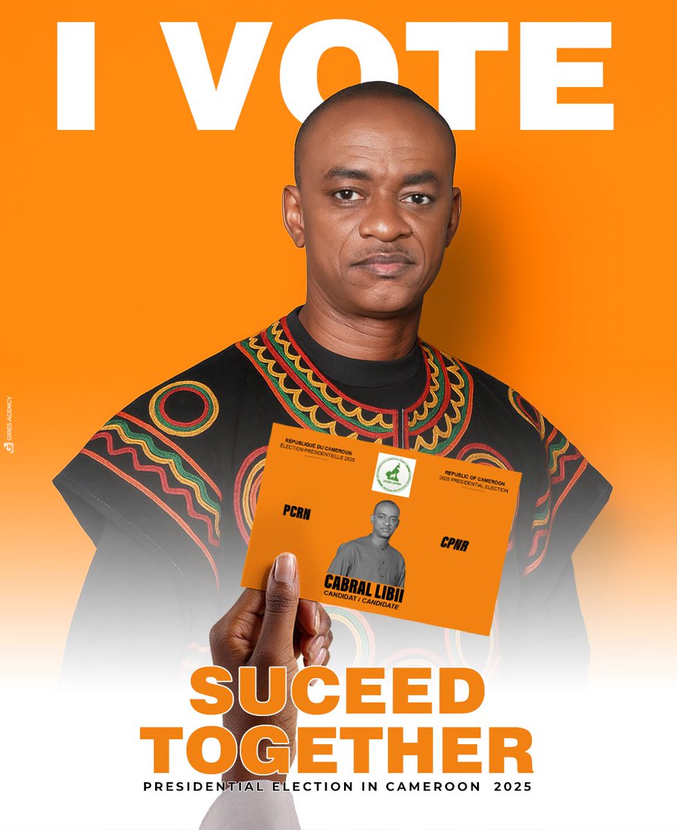 Cabral_2025's tweet photo. I VOTE – SUCCEED TOGETHER
2025 Presidential Election – Cameroon
With Cabral Libii, we choose dignity, justice, and a future built by all of us.
The orange ballot is the voice of change. https://t.co/WSrixgsewu