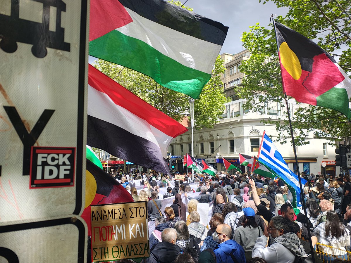 David Milner (@davemilbo) on Twitter photo Massive crowd in Melbourne/Naarm today (in case you thought this movement was going to be placated with more colonisation). Until the occupation ends. Until Western war criminals and their  enablers face justice. Until Palestine is free. Massive crowd in Melbourne/Naarm today (in case you thought this movement was going to be placated with more colonisation). Until the occupation ends. Until Western war criminals and their  enablers face justice. Until Palestine is free.