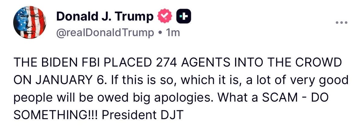 SpencerHakimian's tweet image. Trump blames the Biden FBI for the events of January 6th, 2021, while Donald Trump was President.