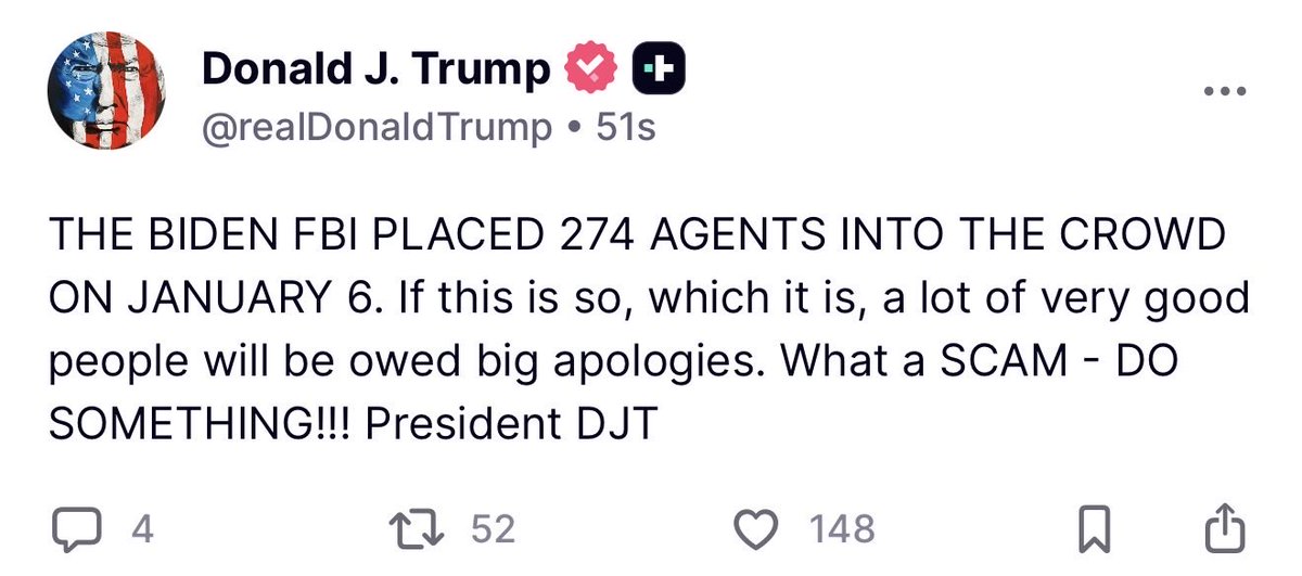 MAGAVoice's tweet image. BREAKING 🚨 At 12:38 AM President Trump just exposed Biden’s FBI for placing 274 Agents on J6:

THE WALLS ARE CLOSING IN

TICK TOCK 🔥