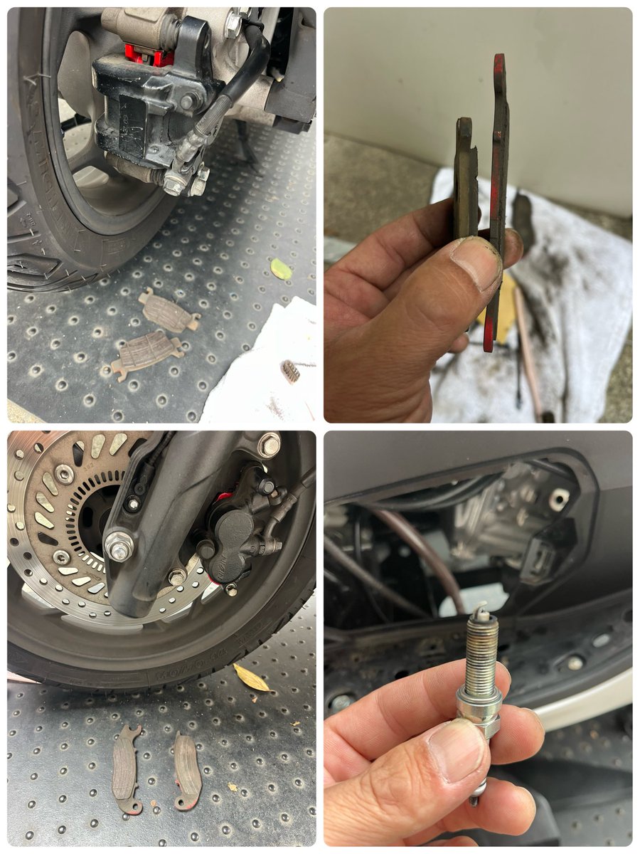 mako_rai_pcx125's tweet image. 2日間かけて無事交換完了したよ😊ブレーキパッド、ブレーキオイル、プラグ、フィルター、駆動系3点ついでにジュールホルダーもつけました🤭駆動系に使われているネジを写真に撮ったので分からなくなったら参考にして下さい😊テスト走行で息子と月見バーガー🌙今日は暖かくて気持ちがいい😊 #バイク
