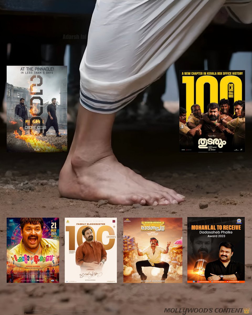 Adhuu0's tweet image. The unfaded king.! 2025 belongs to this man🐐👑

It&apos;s just a 1st part.. All eyes on its continuation 2026😌📈

നായകൻ തുടരും #Mohanlal 🫡🔥