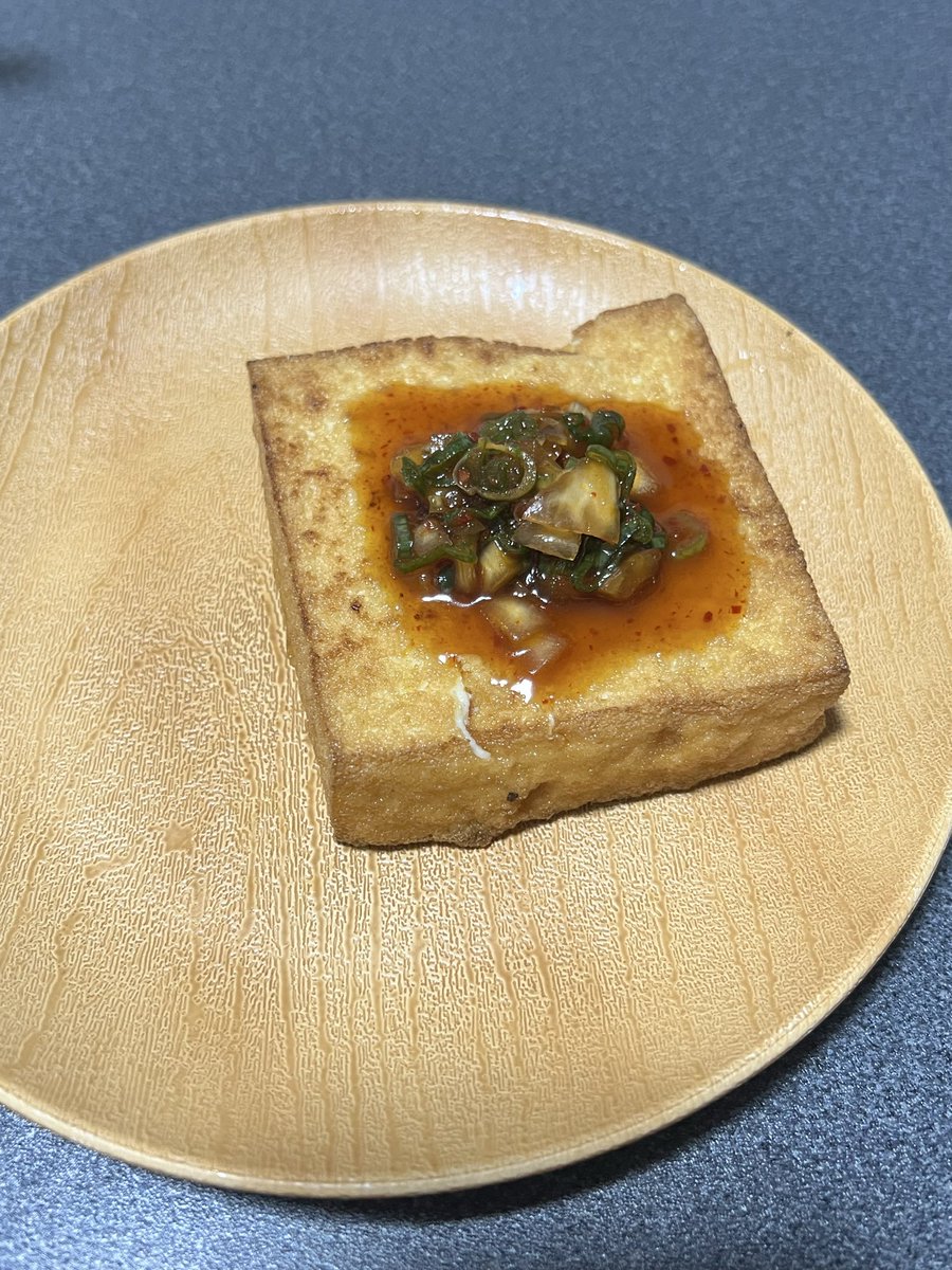 niku_gohan_sake's tweet image. 今日はまずは厚揚げを特製ピリ辛だれでいくわ
こうへいが噛まれることを願って🙏🐢

#七原くん
#厚揚げ
#ピリ辛
#ビール
#カミツキガメ