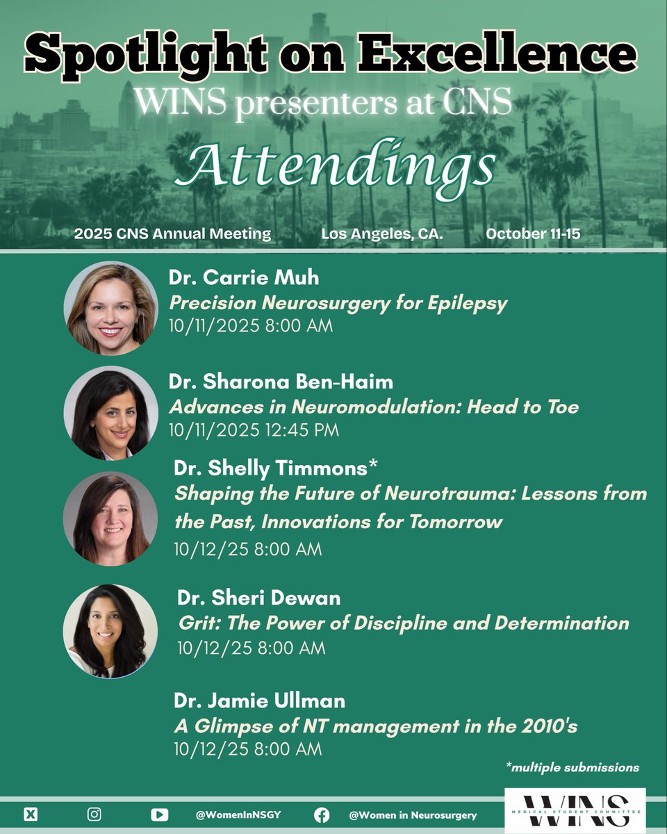 Join us in supporting WINS attendings presenting groundbreaking work at #CNS205. Let’s amplify their research and impact.
#CNS2025 #Neurosurgery #research