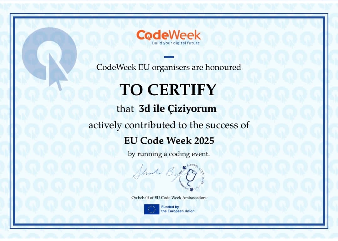 75_atabey's tweet image. Codeweek Haftası etkinlikleri kapsamında Bilişim Teknolojileri Öğretmeni ve Yeğitek Okul Sorumlusu Taha MUTLU ile 7. sınıf öğrencilerimiz tinkercad ile 3d çizim etkinliği yaptı. #mebyegitek #YeşilVatan #codeweek #codeweekturkiye @recai_ocak @atabeymem32 @ispartamem @mebtegm