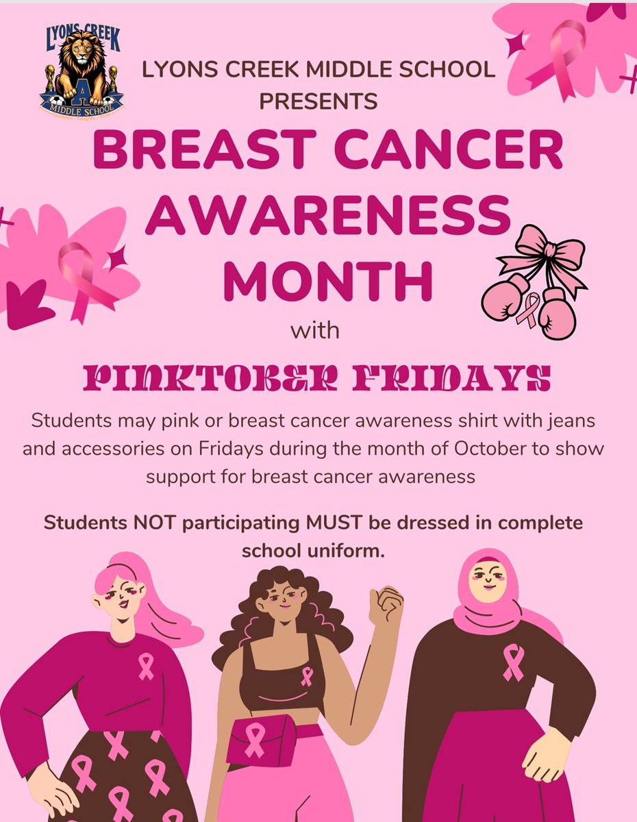 AP_Newell's tweet photo. My 8th graders were pretty in pink 👚 on FriYaY for #Pinktober! 🎀 Standing strong, showing support, & spreading awareness for breast cancer, b/c @LCMS_MS Lions lead with heart & PRIDE! 🦁💪 #LCMSPride 💕🎀 #BreastCancerAwareness #PinkPower @BCPSLeadership @BCPSNorthRegion https://t.co/zXiLqQrubD