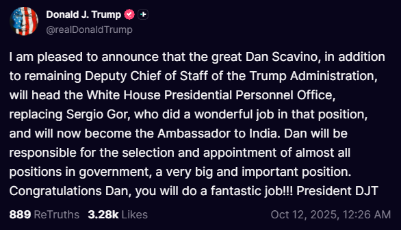NewsBlast17's tweet image. Trump names Dan Scavino as the head of the White House Presidential Personnel office!!

This is HUGE!!!