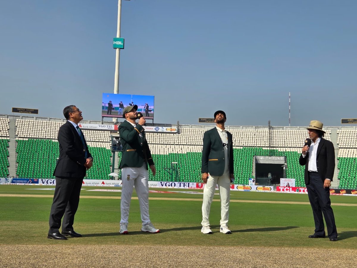 Lahore: -1st test, Pakistan have won the toss and decided to bat against world test champion South Africa to kickoff its ICC world championship journey at Qaddafi stadium Lahore. 
#PAKvSA #iccworldtestchampionship #iccwtc2025