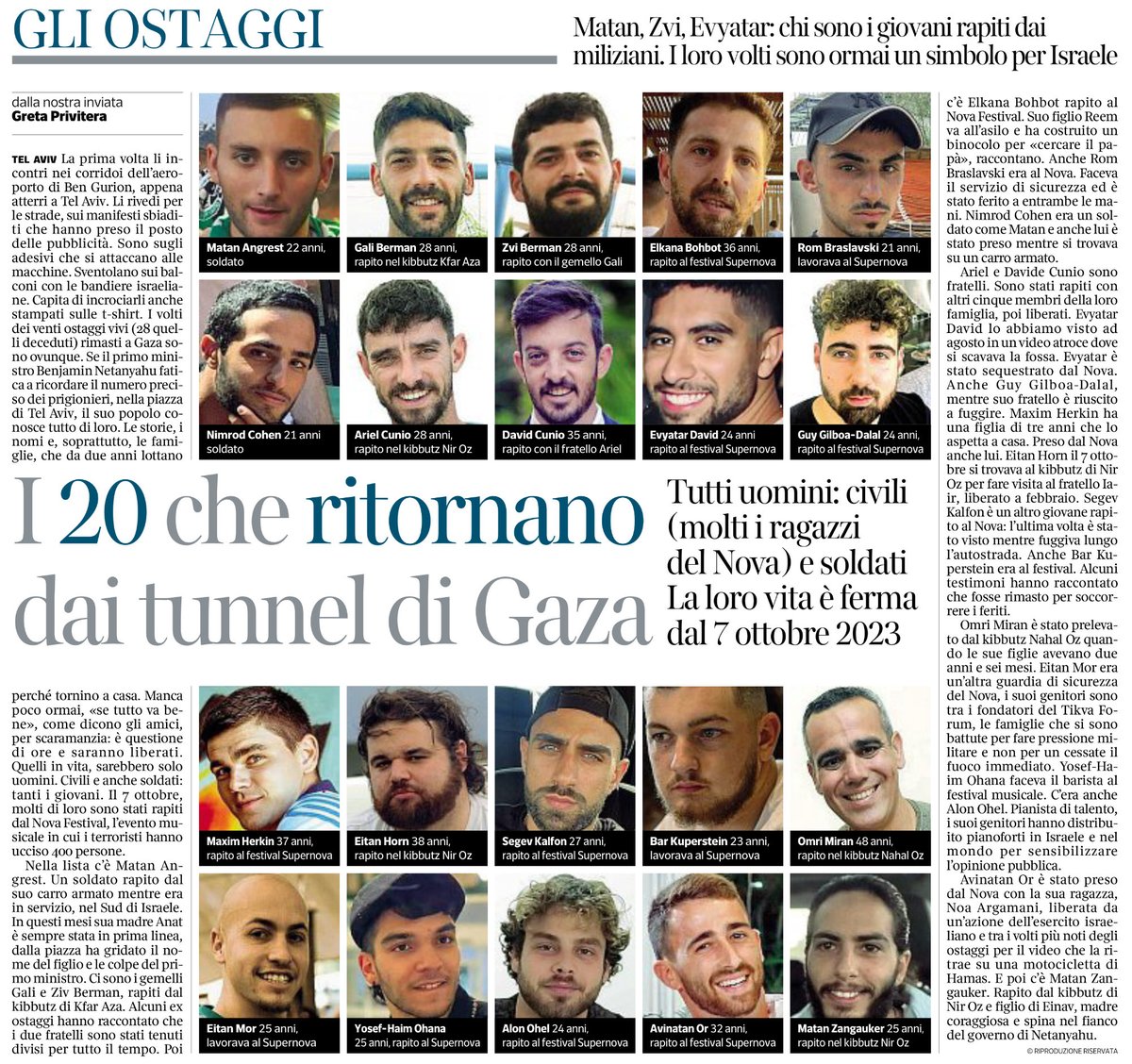 I 20 che tornano dai tunnel di Gaza
<a href="/GretaPrivitera/">greta privitera</a>, <a href="/Corriere/">Corriere della Sera</a>