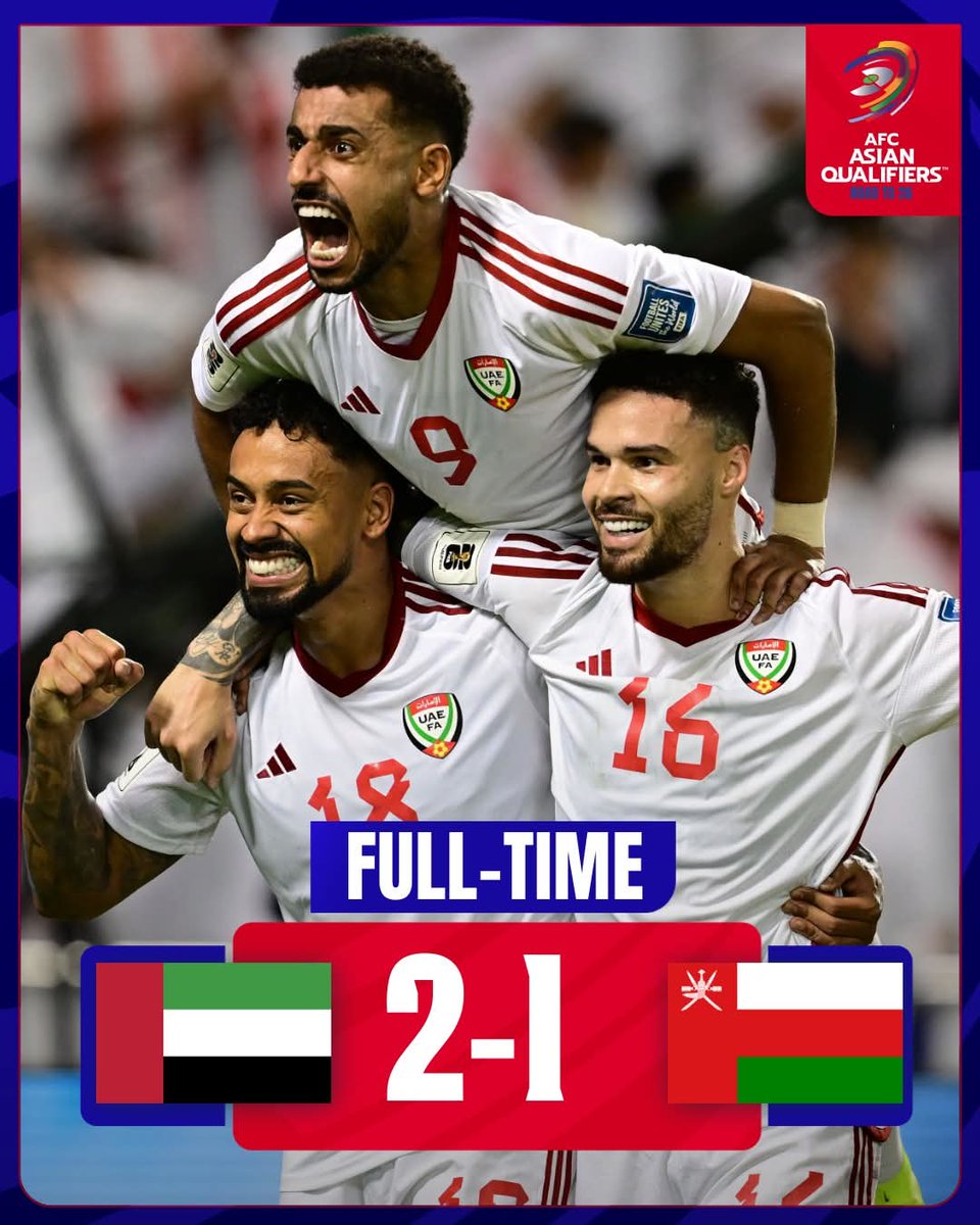 GioGioSportss's tweet image. ⚽️ Eliminatorias Asiáticas 🏆🌎 Copa del Mundo 2026
⚽ Cuarta Ronda
Resultados - Fecha 2
👥 Grupo A
🇦🇪 EAU 2-1 🇴🇲 Omán
💤 Descansó: 🇶🇦 Qatar
👥 Grupo B
🇮🇶 Irak 1-0 🇮🇩 Indonesia
💤 Descansó: 🇸🇦 Arabia Saudita
#Eliminatorias #AFC #FIFA #WCQ #AsianQualifiers #FIFAWorldCup #WeAre26