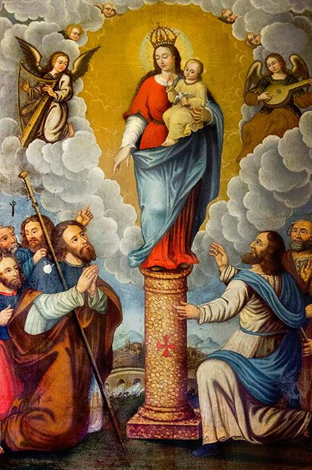Hoy celebramos a Nuestra Señora del Pilar, patrona de España y de la Hispanidad 🇪🇸🇲🇽🇨🇴🇦🇷.
Una fiesta que no es solo recuerdo de una aparición, sino confesión viva de fe en María, la primera columna sobre la que se sostuvo la Iglesia.

1️⃣ 🌿 Según la tradición, la Virgen María se