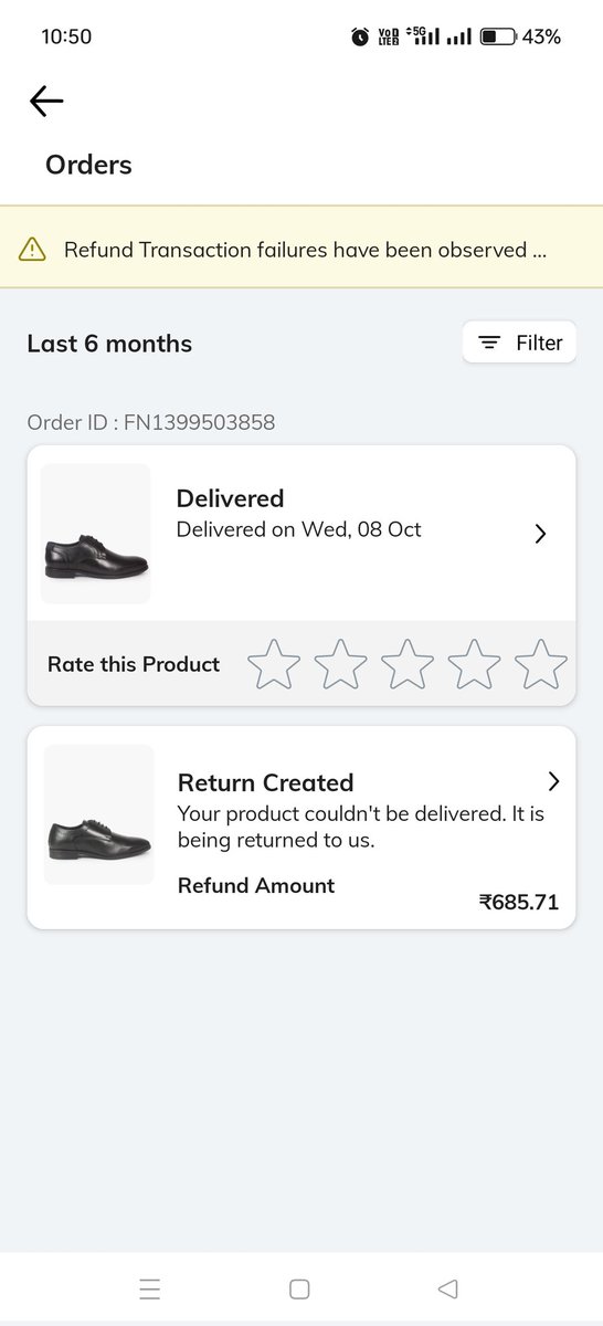 vivekpathak_26's tweet image. "@AJIOLife @AjioCares Another lapse! Order FN1399503858 with Oxford lace up shoes was marked returned without even delivering the product!  Unbelievable negligence. Never buy from AJIO — they’ll disappoint you badly every time!
Deliver it immediately. #AJIOFail @jaagograhakjago