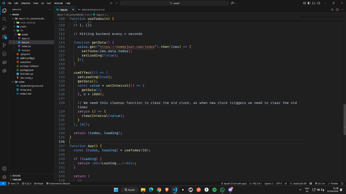 notaprocoder's tweet image. Yesterday&apos;s update:
Done with week 9 in Cohort where I learned about cutom hooks, and then saw why we need typescript over JavaScript, also completed Arrays Representation part in DSA,.
#LearnInPublic #WebDev #LearningJourney
