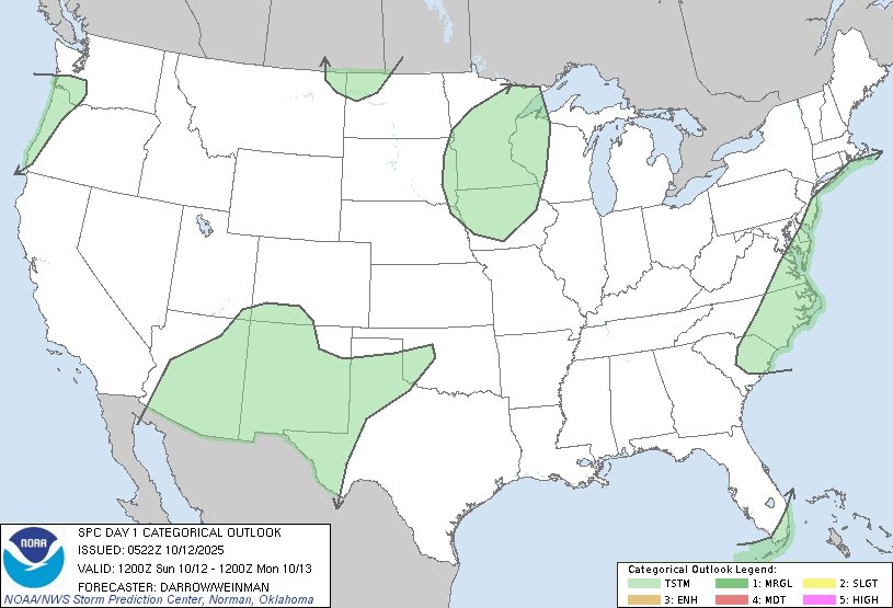 NWSSPC's tweet image. 12:24am CDT #SPC Day1 Outlook  spc.noaa.gov/products/outlo…