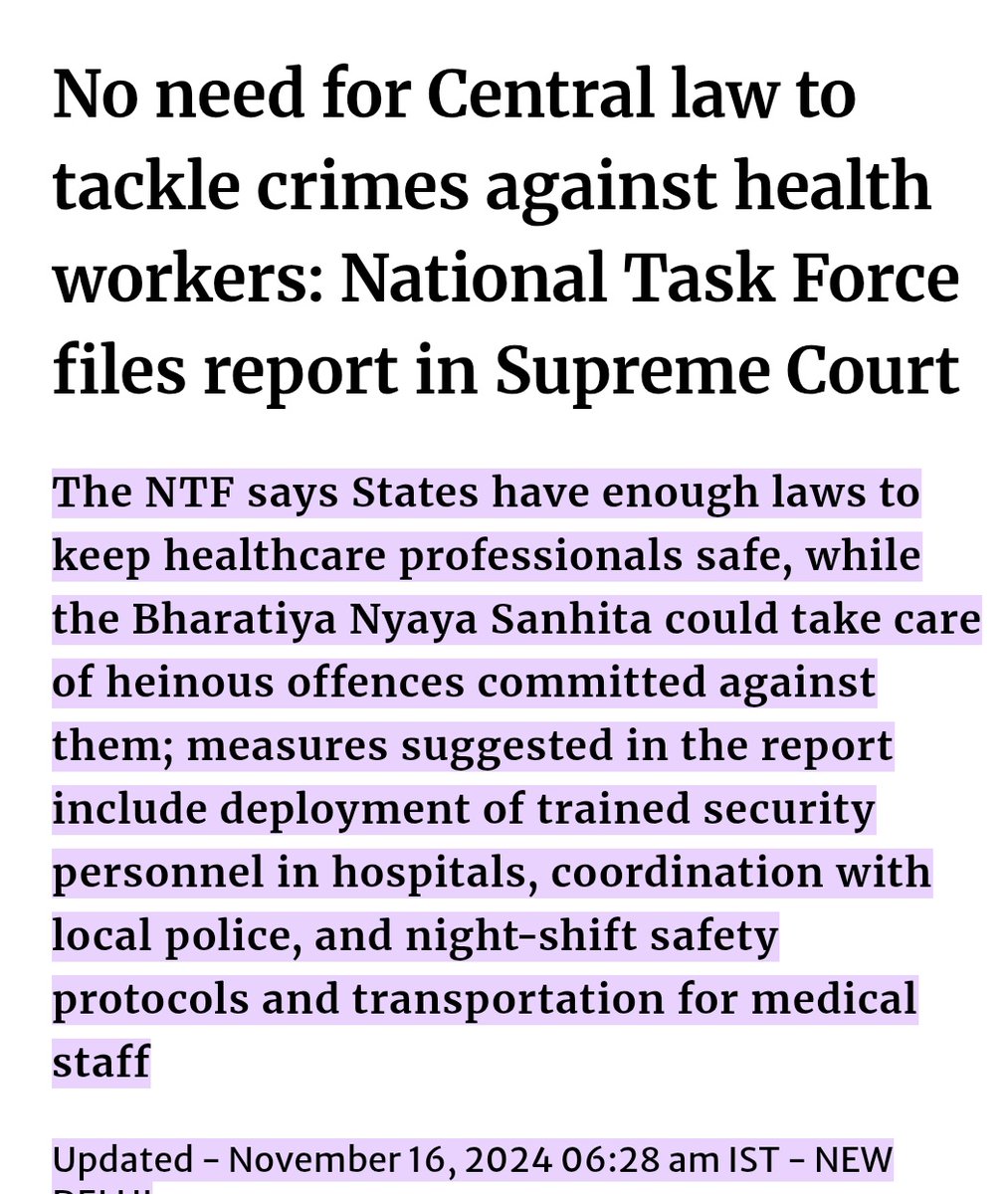 MEET THE HEROES OF THE NATIONAL TASK FORCE

When a Rape in a government hospital ( #RGKAR) shook the nation,
the Supreme Court trusted these intellectuals to ensure doctors’ safety.

They said -“No extra security needed just trained security personnel!

They rejected the Central