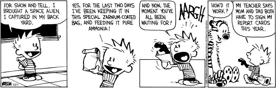 Calvinn_Hobbes's tweet photo. There’s always that one kid who takes “show and tell” a little too far.
#CalvinandHobbes #ShowAndTell #ClassicCalvin https://t.co/gAg5G9R7XB