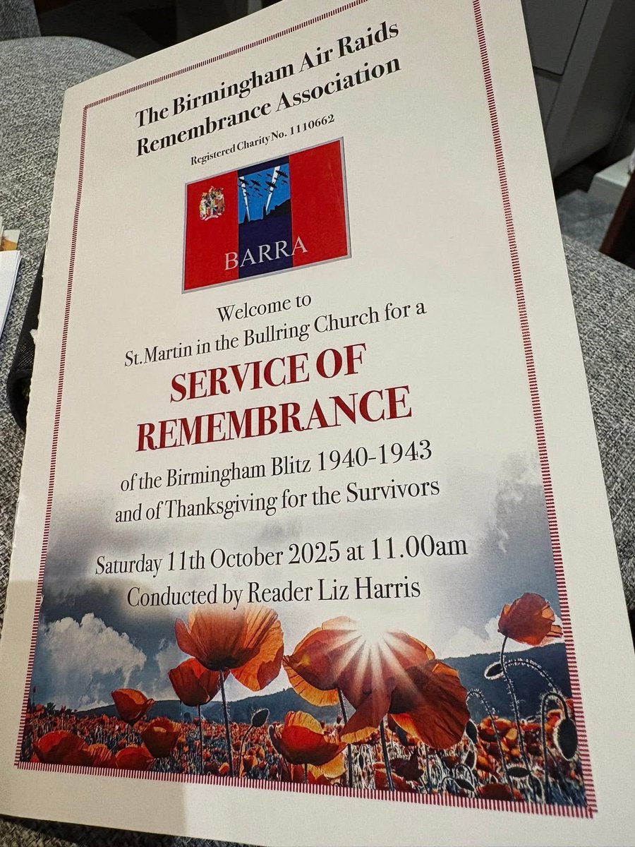Yesterday’s Annual Service of Remembrance for Birmingham Air Raids Remembrance Association.  Thank you to everyone who attended.