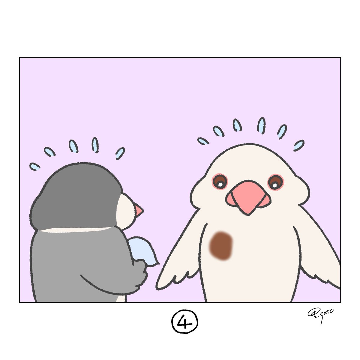 satosato_f's tweet image. 4コマぶんちょ
『シミ』

#イラストレーター #イラスト #絵 #4コマ漫画 #動物イラスト #鳥イラスト #鳥 #小鳥 #文鳥 #白文鳥 #桜文鳥