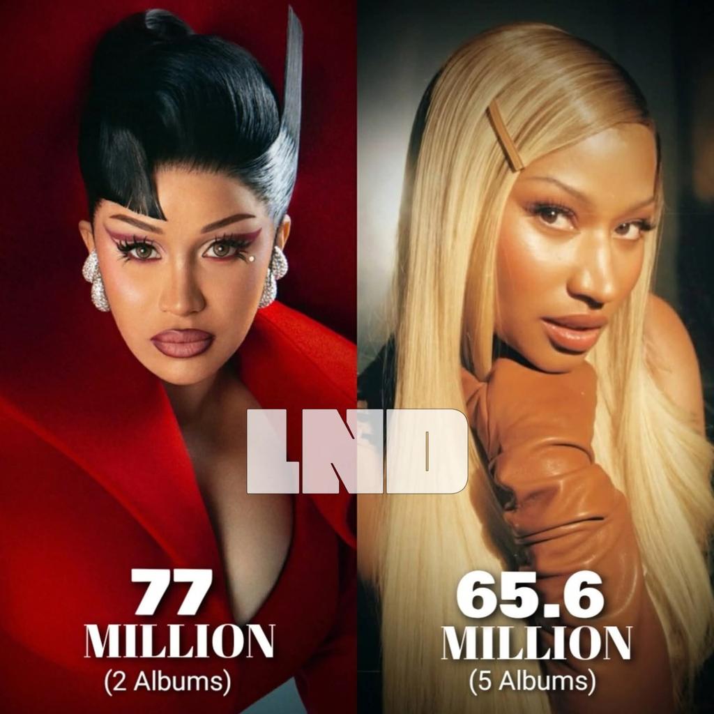 MarleyG00DLife's tweet image. Cardi B has officially become the #1 highest-selling female rapper in RIAA digital sales, surpassing Nicki Minaj, despite only having two albums 👀😳 #CardiB #NickiMinaj