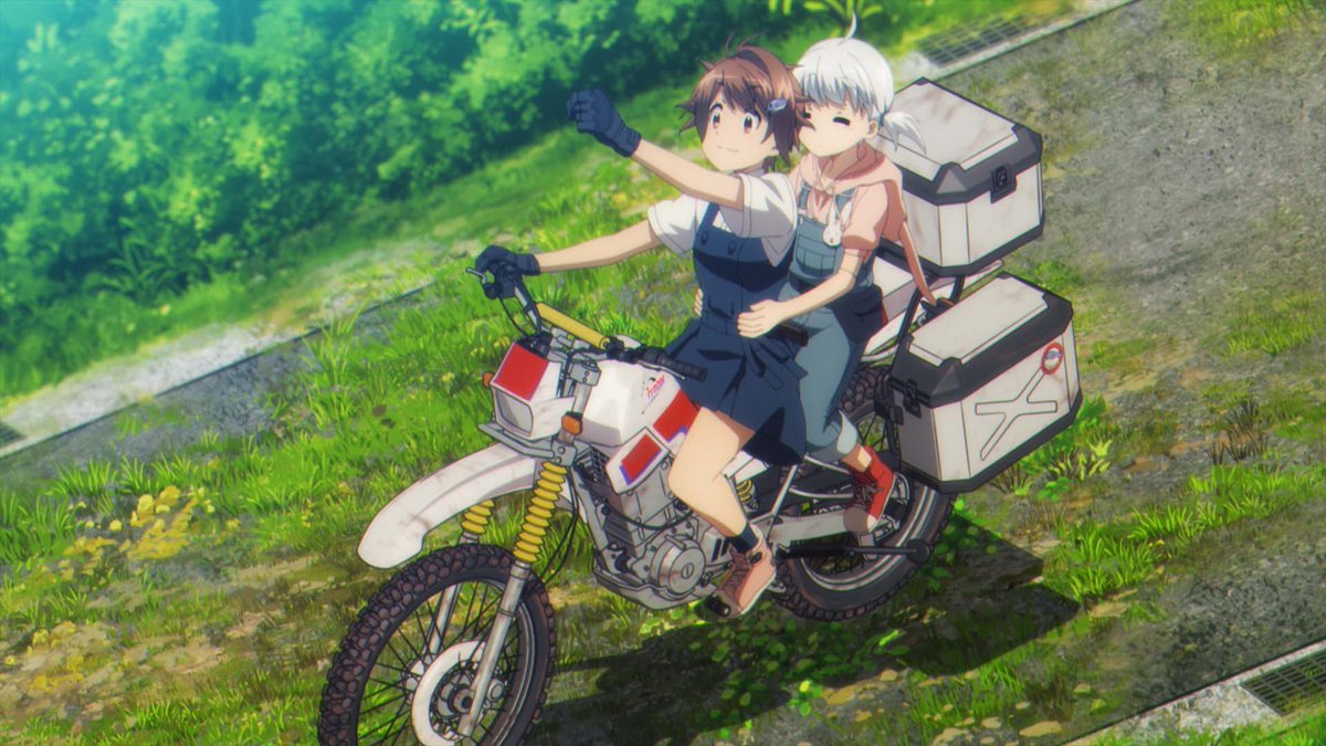 mono_jelee's tweet image. #終末ツーリング  ※少しネタバレ含みます
終末ツーリング1話見ました。
これは素晴らしい、素晴らしいの一言。

タイトルの通り終末世界をツーリングする『旅モノ』作品なんですが、現代の旅モノとはまた違った切り口で非常に新しいと感じました。…