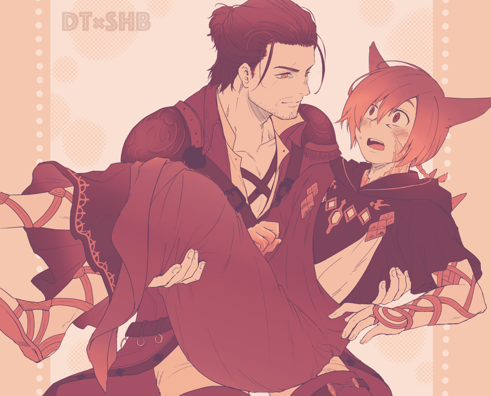 エアスケブ『黄金ひろしと水晶公』
余裕の笑みひろしと見惚れる公のお姫様だっこで描かせて頂きましたありがとうございました！コメントもありがとうございますboxにて返信させて頂きました😊