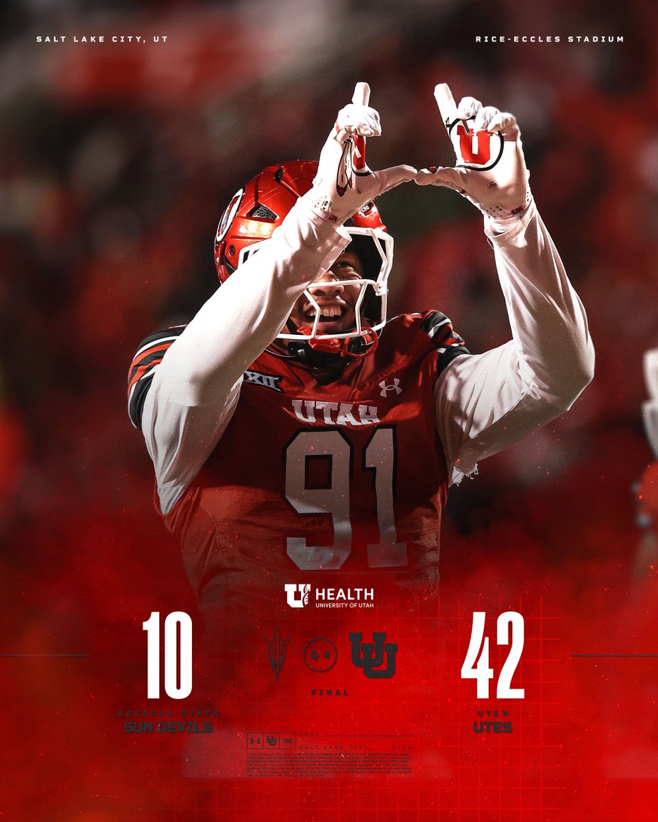 🔴🔴🔴🔴
LIGHT THE U‼️🚨

Final
Utah: 42
Arizona State: 10

#GoUtes