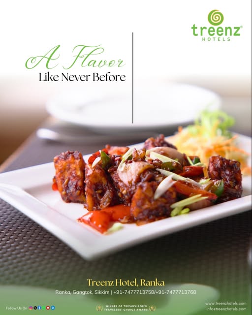 Savor every bite that speaks of freshness, flavor, and finesse. 🍽️✨ Whether it’s a quiet lunch or a cozy dinner, experience dining that feels just right, only at Treenz Hotel, Ranka.

📍 Ranka, Gangtok, Sikkim
📞 +91-7477173758 / +91-7477173768