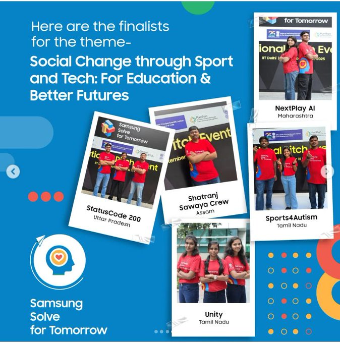 AdIg0YAL's tweet image. 🎉 We made it to the Top 20 Finalists in Samsung Solve for Tomorrow 2025! 
Proud to innovate in Social Changes through Sports &amp;amp; Technology 
Big shoutout to my amazing team @OmdeepTyagi Tyagi and @KunjTyagi6 for making this possible!
#sft_india_2025