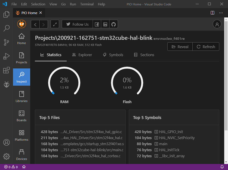 PlatformIO_Org's tweet image. #BestPractices 🔥 &quot;Analyze your firmware footprint with PlatformIO: Part 2. Project Inspector&quot;
Go deeper into the ELF file structure and memory analysis with Valerii Koval from PlatformIO Labs
👉 piolabs.com/blog/insights/…
📌 #EmbeddedSystems #Semiconductor #Engineering #Programming