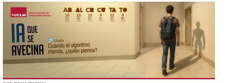 NO TE LO PIERDAS:
📣¿Puede ChatGPT hacer los deberes de los estudiantes? 
¿De verdad un algoritmo puede quitarte el trabajo antes de acabar la carrera? 
¿Qué beneficios y riesgos reales tiene usar IA en la formación académica? 
🕗CR ,15 de octubre 10h, Paraninfo.