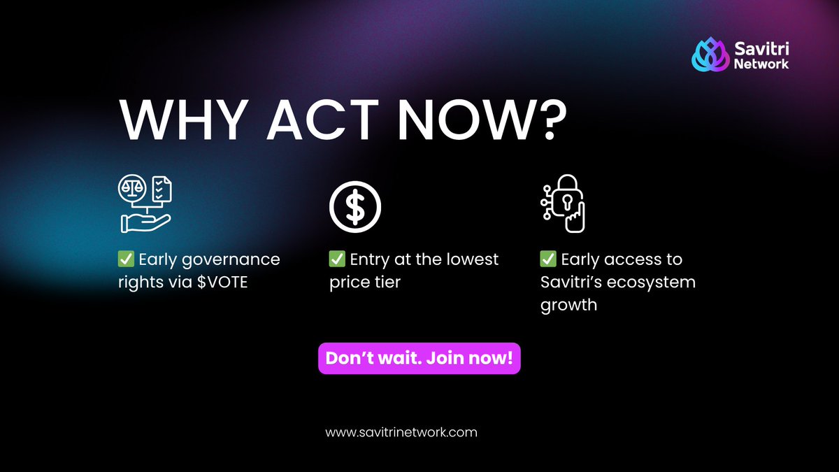 Savitri_Net's tweet image. 🚨 Phase 1 Filling Fast — Final Chance at $0.23

Phase 1 of the Savitri Private Sale is almost full. The $0.23 entry price — the most favorable tier is closing as early participants continue securing their $SAVI allocations.

This is your window to join the foundation stage of a…