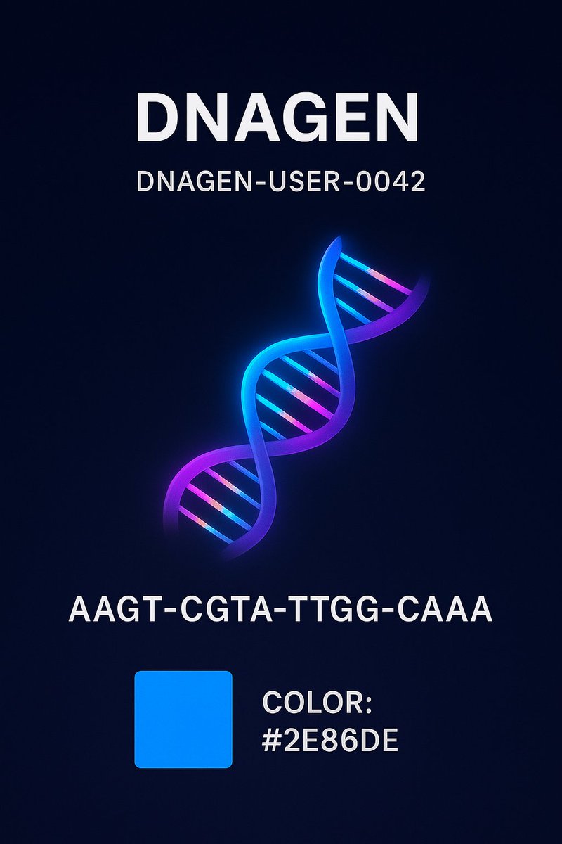DnaGenCoin's tweet image. 🧬 Decode the future with $DNAGEN! Your DNA code: AGCT-CATG-TGCA-ACTG.
 Join the genomic revolution!
Follow @DnaGenCoin 
 🚀 RT + reply with your code for a chance at 1k $dnagen tokens.
 #DNAGEN #Web3 #crypto #NFTs x.com/i/communities/…