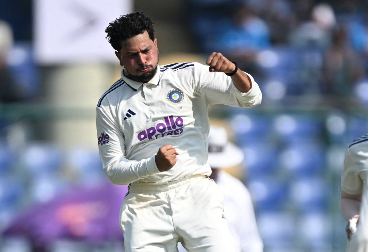 AvinashYadavSP4's tweet image. 4TH WICKET FOR KULDEEP YADAV. 🙌

-3rd Wicket for him in the first hour of the day, Incredible Kuldeep

The magician is running through the West Indies batting lineup with pure class. 🇮🇳🎯

#KuldeepYadav #INDvsWI #TeamIndia #TestCricket #NOWFEST_BKKD1 #WTC2025